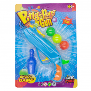 Pistol cu bile jucarie Ping-Pong albastru