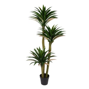 Plantă artificială Yucca 160 cm, cu frunze verzi, lungi și ascuțite, cu detalii realiste, pentru interior, ghiveci negru inclus
