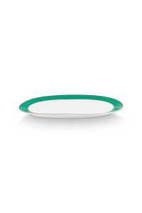 Platou oval, din porțelan, colecția Pip Chique, Gold-Green, 28x16x2cm, Pip Studio
