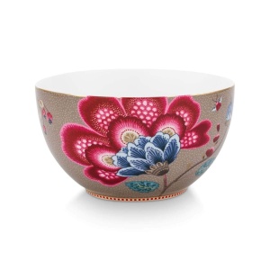 Bol din porțelan, Pip Studio, Khaki, 18 cm, colecția Blooming Tales