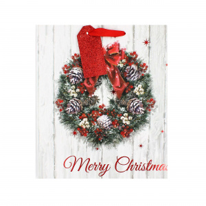 Pungă cadou Crăciun SDE M XMAS WREATH