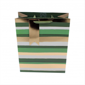 Punga cadou hartie L Green Stripe - Img 3