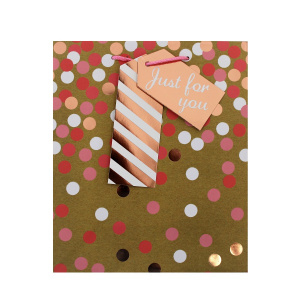 Punga cadou hartie L KRAFT DOTS - Img 1