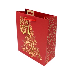 Pungă de cadou, din hârtie, colecția Clairefontaine de la Eurowrap, 33x26,5 cm, burduf de 14 cm, Magical Xmas
