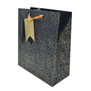 Punga de cadou hartie L Navy Speckle