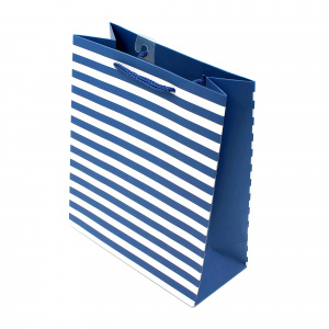 Pungă pentru cadou, SDE medie UNITA Stripes, culoare albastru cu alb