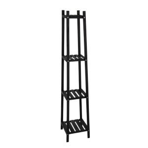 Raft din lemn pentru flori cu 4 polițe, culoare negru, 30x30x150 cm