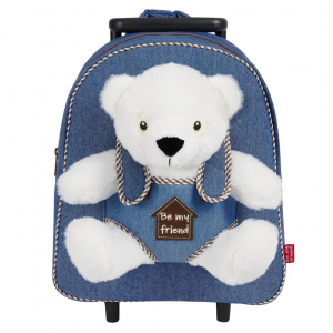 Rucsac Troller, Perletti, cu urs polar, pluș detașabil, 38 cm - Img 1