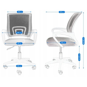 Scaun de birou ergonomic Jumi, mesh respirabil, bază albă, albastru, reglabil