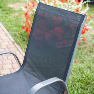 Scaun de grădină Jumi, modern, cu cadru metalic, model FIESTA, culoare gri