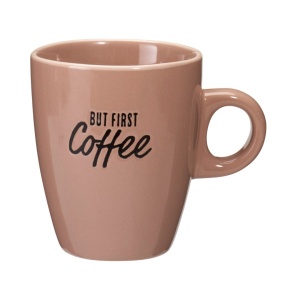 Set 2 căni Excellent Houseware, 220 ml, ceramică, „BUT FIRST Coffee”