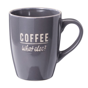 Set 2 căni Excellent Houseware, 340 ml, ceramică, „COFFEE – What else?”