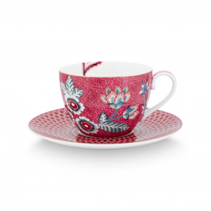 Set 2 cești cu farfurioare, Pip Studio, colecția Flower Festival, 280ml