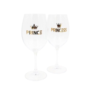 Set 2 pahare vin, cristal ecologic, 440 ml, Nekupto - Prince & Princess
