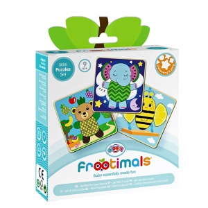 Set 3 mini puzzle din lemn natural, Frootimals - Img 1