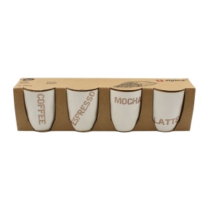 Set 4 căni pentru cafea, Alpina, Coffee - Espresso - Latte - Mocha, 280 ml