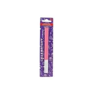 Set 6 lumânări pentru tort, Celebright, roz cu sclipici, bază albă, 15 cm
