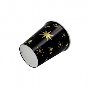 Set 6 pahare 260 ml negru-auriu stelute - Img 3