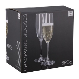 Set 6 pahare șampanie ATMÓS FERA, 190 ml, sticlă transparentă, pahare flute elegante, compatibile mașină de spălat vase