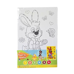 Set creativ de pictură, pe pânză, model iepuraș cu floricele, 19.5x30 cm