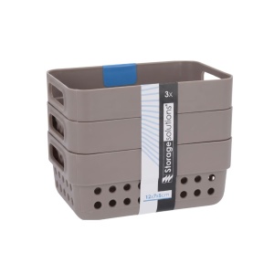Set de 3 coșulețe de depozitare, 350ml, Storage Solutions, 12x7x5 cm, taupe