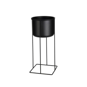 Set două ghivece decorative pentru plante și flori, din metal negru, design modern
