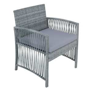Set mobilier de grădina gri, Jumi, cu 2 fotolii, canapea și măsuță de cafea