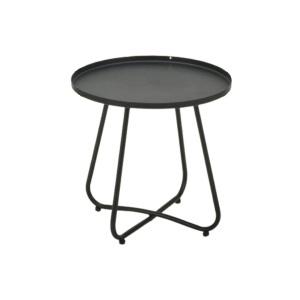Set mobilier grădină 2 scaune și masă rotundă, structură metalică, împletitură ratan sintetic, culoare natur-negru