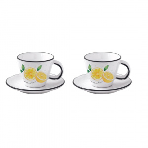 Set porțelan 2 cești și farfurii 120ml Amalfi