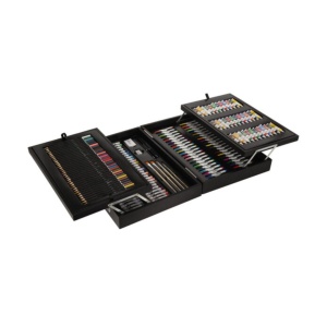 Set Profesional de Pictură și Desen – 174 Piese în Cutie de Lemn Negru | Artist Art Set