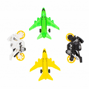 Set vehicule motociclete si avioane jucarie 4 buc V3 - Img 1