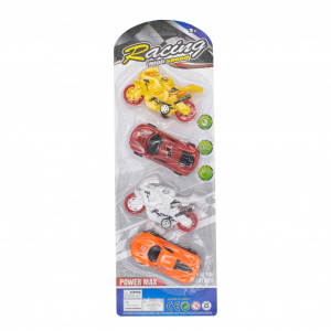 Set vehicule motociclete si masinute jucarie 4 buc V4