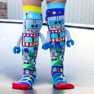 Șosete lungi colorate Madmia pentru băieți Robot 3-5 ani - Img 2