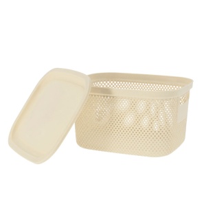Coș depozitare cu capac, 6 L, din plastic perforat, Storage Solutions, alb
