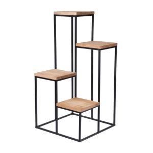 Suport etajat pentru ghivece de flori, 4 nivele, metal și lemn, 34 x 34 x 77 cm – Home & Styling Collection