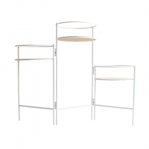 Suport metalic alb pentru 3 ghivece, 66x22x49 cm