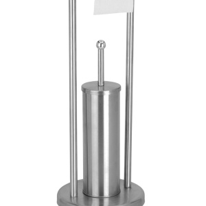 Suport pentru hârtie igienică, cu perie pentru toaletă, din inox, 78 cm