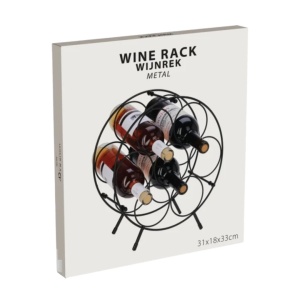 Suport sticle vin metalic rotund, 7 sticle, design modern, 31x18x33 cm