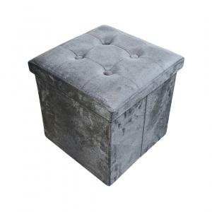 Taburet cu spațiu depozitare 38x38x38 cm catifea gri