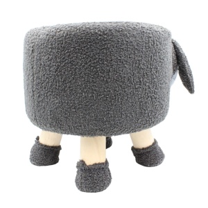 Taburet decorativ pentru camera copilului, în formă de miel, cu picioare din lemn și blăniță moale, culoarea gri, 36x28x27 cm, Arti Casa
