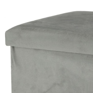 Taburet pliabil catifelat cu spațiu de depozitare - Storage Solutions®, tip cutie, otoman, culoare gri, 38x38x38 cm