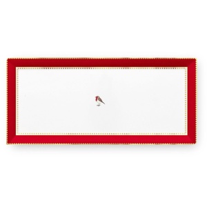 Tavă dreptunghiulară pentru tort, din porțelan, Pip Studio, 33,3x15,5cm, colecția Love Birds, Red-Pink