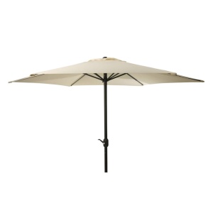 Umbrelă de grădină crem Ø300 cm, cu sistem de deschidere prin manivelă, structură metalică rezistentă