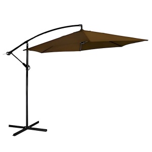 Umbrelă de gradină, Jumi, material textil maro, 250x300 cm, cu bază metalică