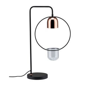Veioză Neordic Fanja pentru plante, max 1x20W bec GU10, culoare negru/cupru 230V din metal si sticla