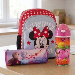 🎒 Minnie & Frozen Back-to-School Set: backpack + pencil case + water bottle (3 pieces)