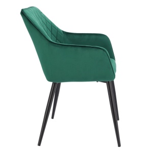 Scaun tapițat din catifea verde, APIS, cu picioare metalice – design modern, confortabil, brand Jumi