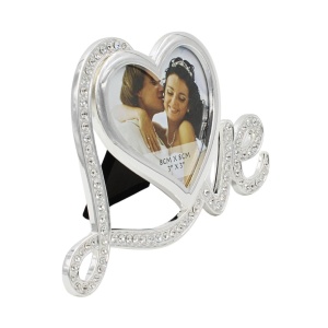 Ramă Foto AZAY Love cu Cristale, 8x8 cm, Ramă Foto Inimă pentru Cuplu, Cadou Romantic, Cadou Nuntă, Cutie Cadou Inclusă