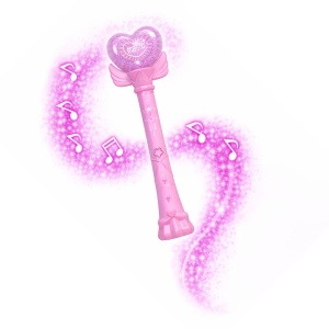 Baghetă magică roz cu inimă – jucărie interactivă cu lumini led și sunete, Genie Pets, Whimsy Workshop