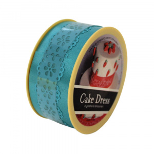 Bandă decorativă Cake Dress pentru torturi și prăjituri, 4.5cm x 15m, model dantelat, Splendor turcoise - Img 2